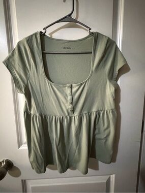 wild fable Sage Green Scoop Neck Peplum Tee